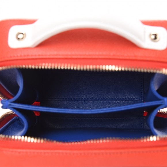 Chanel  Caviar Quilted Small CC Filigree Vanity Case Blue White Red - Picture 9 of 11